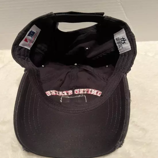 USBDT Cap United States Beer Drinking Team Adjustable Distressed Black Hat EUC