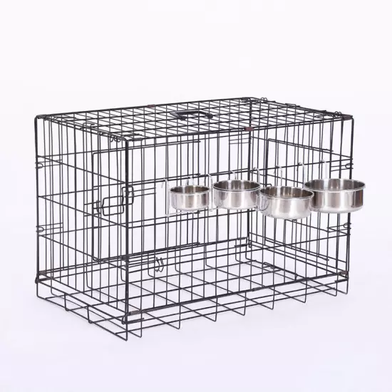 Stainless Steel Feeding Feeder Food Water Bowl with Hook For Bird Parrot Cage