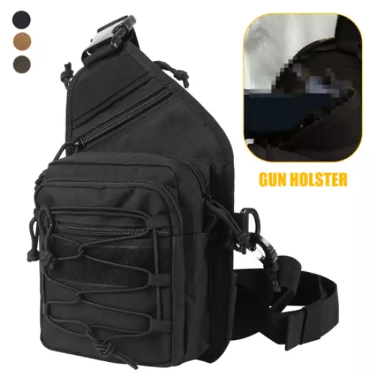 Tactical Shoulder Bag Gun Holster Military Sling Bag Chest Pack Pistol Holder