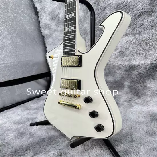 New White Iceman Electric Guitar Gold Hardware Fixed Bridge 2H Pickup Solid Body