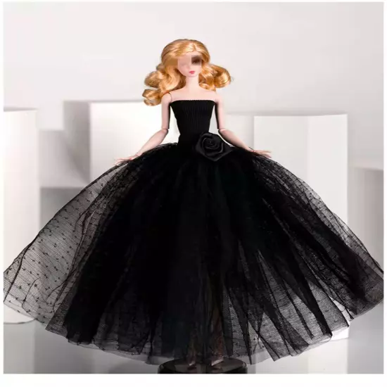 Black Style 1/6 Doll Clothes Handmade Wedding Dress 11.5" Dolls Outfits Gown Toy