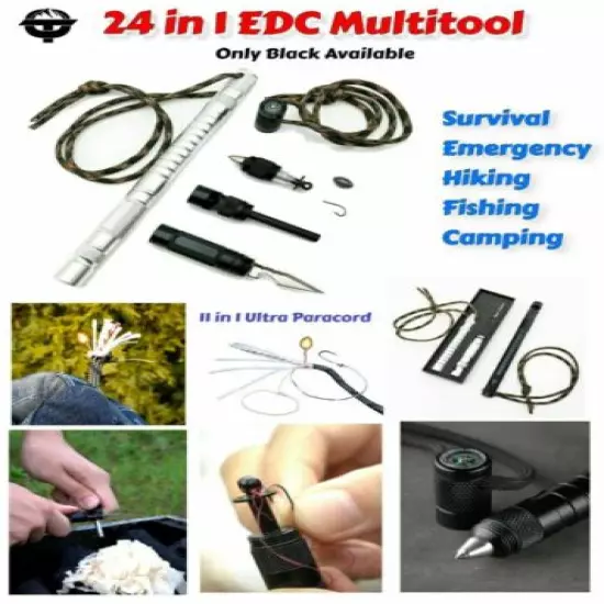 EDC Multitool Fishing Survival Pen Fire Starter Compass Knife SOS Camping