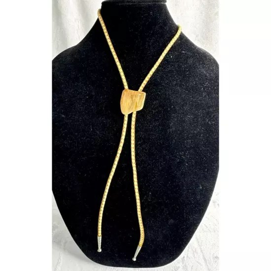 Vintage Western Bolo Tie With Stone Slide & Braided Suede feel Cord Two-tone Bro