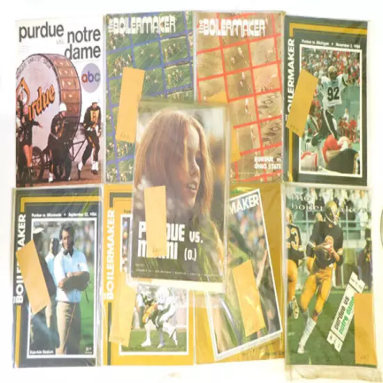 Lot of (9) Different 1973 to 1984 Purdue College Football Programs