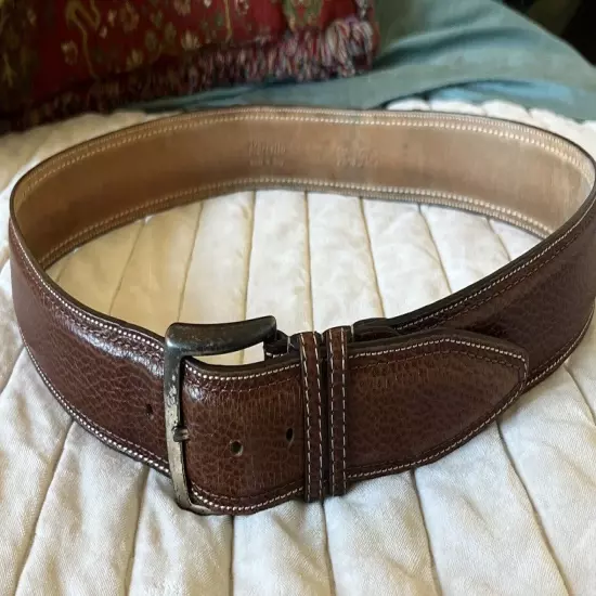 Men’s Marcello 120cm Made In Italy Leather Brass Rugged Worn Lumberjack Belt