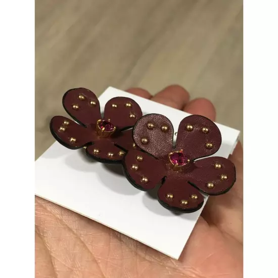 kate spade Blooming Bling Leather Flower Stud Earrings Russet Multi