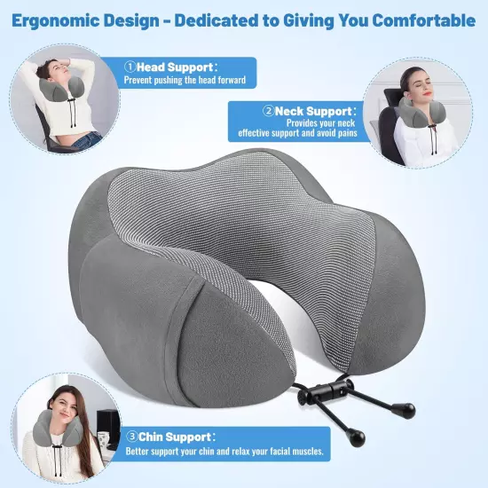 Travel Pillow Premium Memory Foam, Comfortable & Supportive Neck Pillow, Pain Re