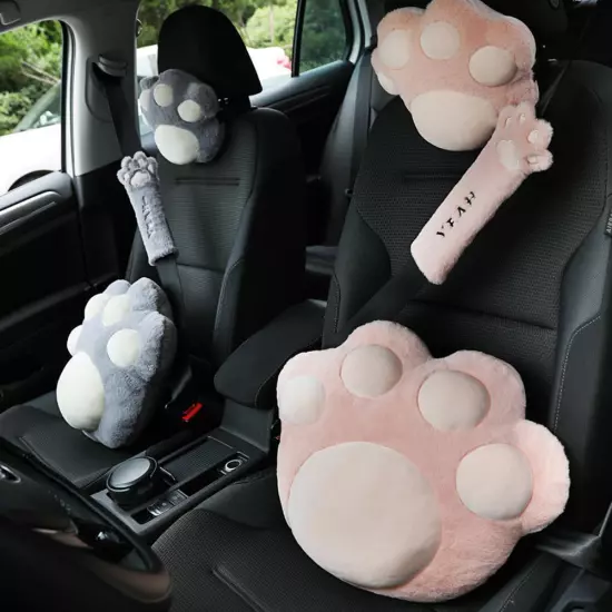 Cute Universal Plush Neck Pillow Comfort Car Headrests Cat Claw Women Cushion~Ð