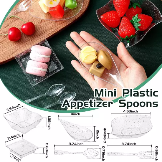 Tessco 800 Pcs Mini Clear Plastic Dessert Plates Set including 400 Pcs Appetizer