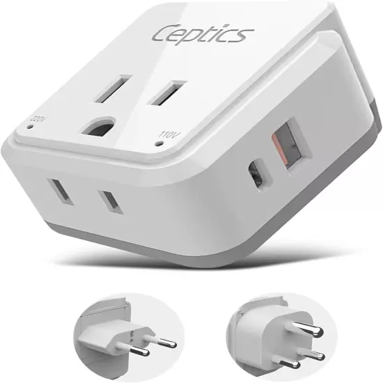 Ceptics India, Maldives Travel Plug Adapter- With Type D, C SWadAPt Attachments