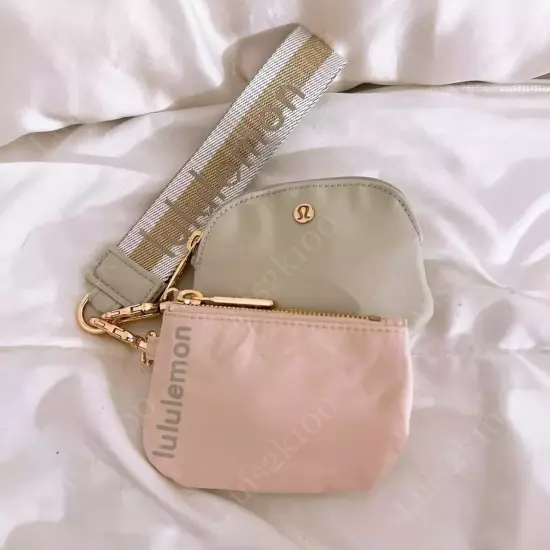 Brand New Unisex Lululemon Dual Pouch Wristlet - Pink/Gold/Vapor