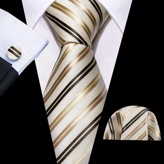 USA Mens Tie Striped Paisley Solid Paisley Necktie Hanky Cufflink Set Wedding