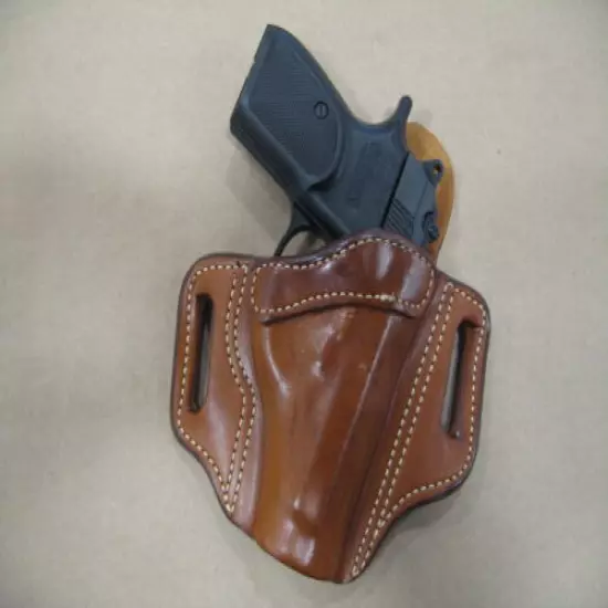 Bersa Thunder .380 OWB Leather 2 Slot Molded Pancake Belt Holster CCW TAN RH