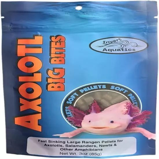 Axolotl Big Bites - Fast Sinking, Soft Pellet Daily Diet for Axolotls, Newts, Sa