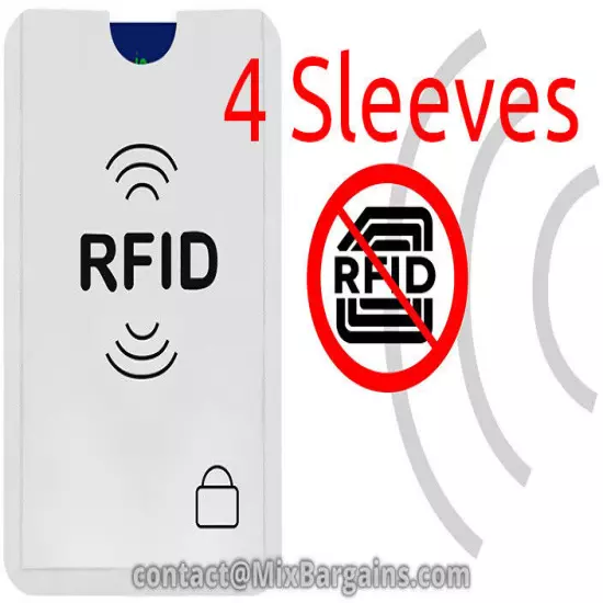 4-PACK RFID BLOCKING CREDIT/DEBIT/ID CARD PROTECTOR SLEEVE ANTI THEFT SHIELD