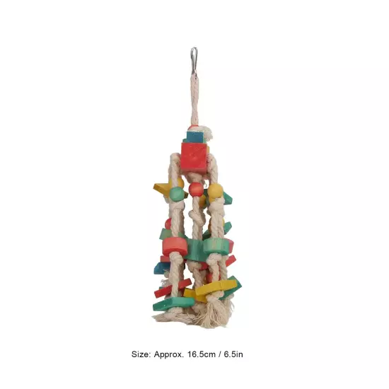 Parrot Chewing Toy Colorful Wood Blocks Bird Bite Toy with Hanging Hook