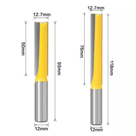 1/2 Inch 12mm Shank Straight Router Bit Woodworking Cutter Wood Cutting Tool 53