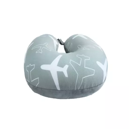 New Print U Shape Micro Bead Travel Pillow Neck Support Cushion Airplane Gray