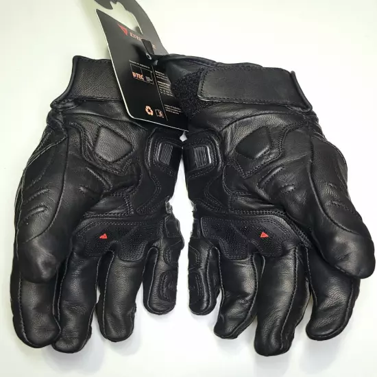 Dainese 4 Stroke 2 Leather Armored Metal Knuckle Motocycle Gloves Blk L NEW Read