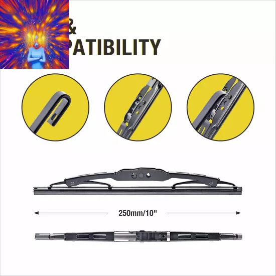 10" 2 PACK Silicone Rear Wiper Blade Replacement for Jeep Compass 2017-2007 Patr