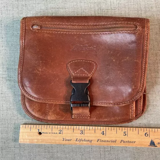 LL Bean Brown Full Grain Soft Brown Leather Large Wallet Documents - FLAW