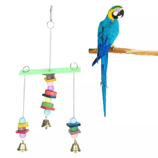 Pet Bird Swing Chew Toy Hanging Cage Multicolored Acrylic Wooden For Small M AD5