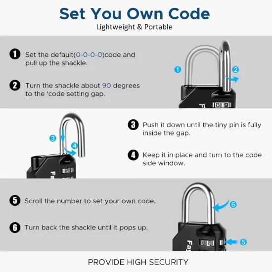 Combination Lock, 4 Digit Combination Padlock for School Gym Sports Locker, Fenc