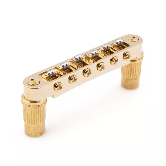 Genuine Tone Ninja Metric Nashville Tune-O-Matic Bridge, Roller saddles, Gold