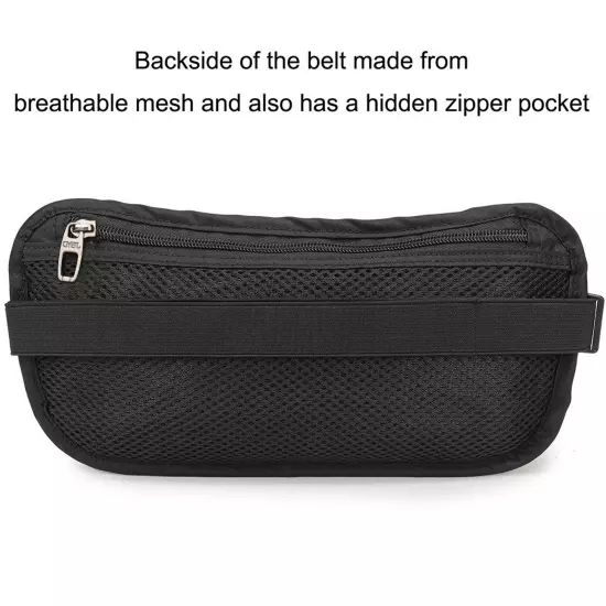 RFID Blocking Travel Money Belt - Waterproof Security Waist Wallet Passport Bag