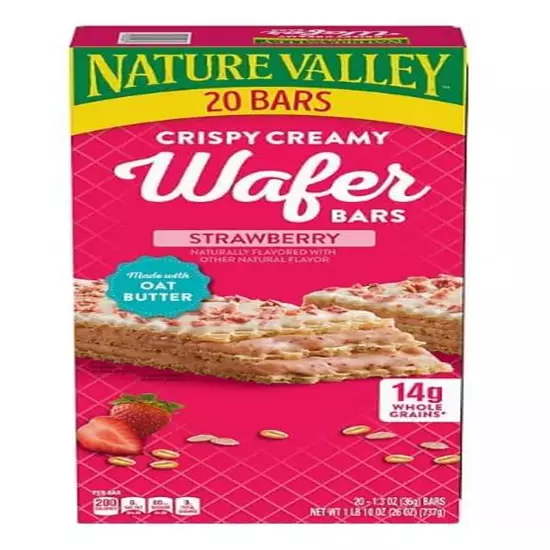 Crispy Wafer Bars with Strawberry Cream, 20 Count,