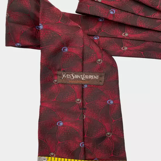 Yves Saint Laurent YSL Red Floral Geometric Vintage Necktie Tie 3" x 54"