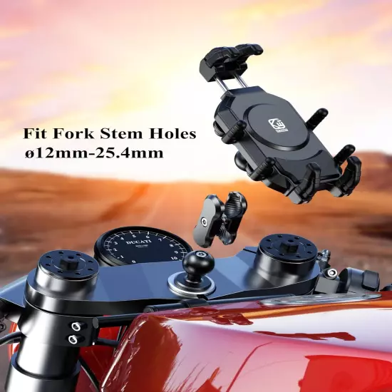 Motorcycle Fork Stem Phone Mount Vibration Dampener High-Speed Secure Lock 5.4