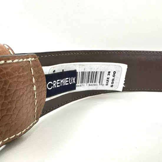 Cremieux Men’s Leather Belt Size 36 Cowhide Brown 