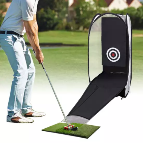 6-Ball Golf Practice Hitting Net Portable Backyard Home Chipping Target W/ Turf