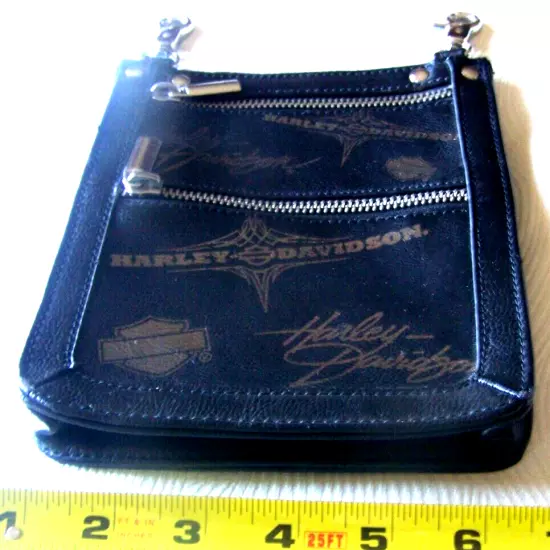 Harley-Davidson Vintage Hard Leather Black Clip Belt Bag Fanny Pack Purse Bag