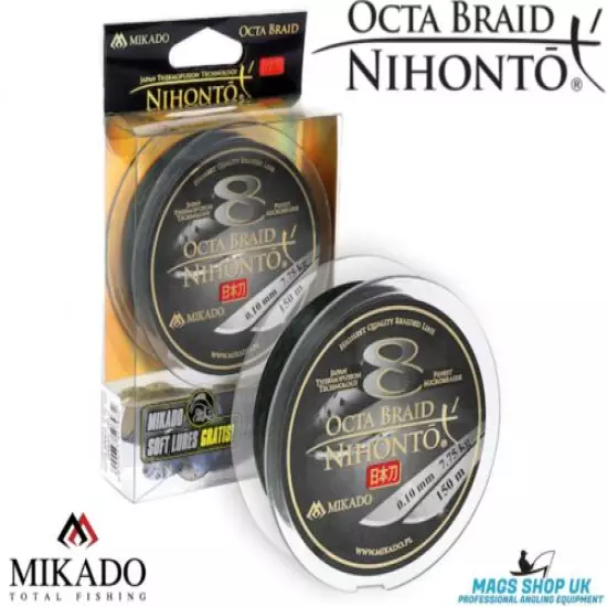 MIKADO ''8 OCTA BRAID NIHONTO''150 METERS FISHING BRAID LINE+ FREE TWISTER LURES