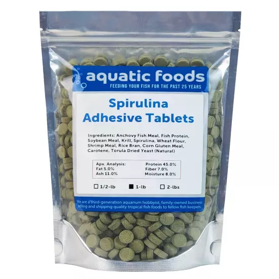 Spirulina Adhesive Tablets for Bottom Feeders, Tropical Fish & More. WL