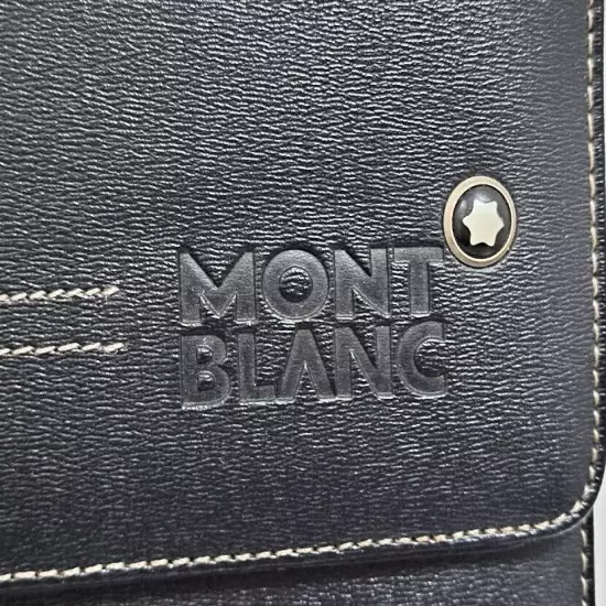 Montblanc's Clutch Bag Briefcase Leather Black wide 30cm w/key Used