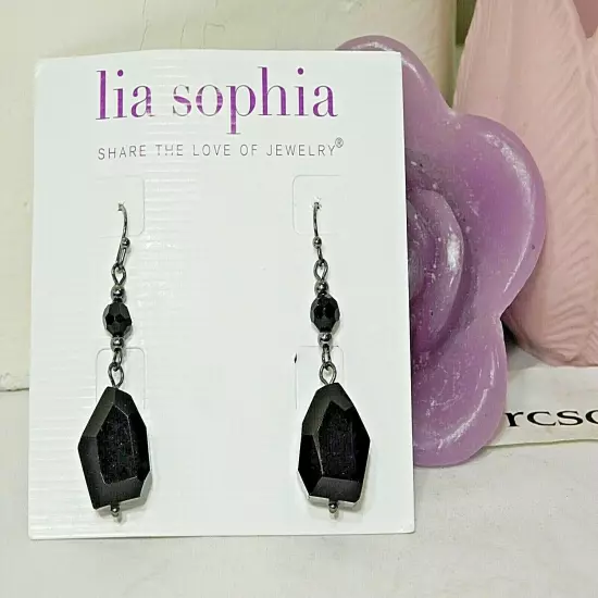 Gorgeous Lia Sophia "SWANK" Dangle Earrings, Glass Beads, NWT 