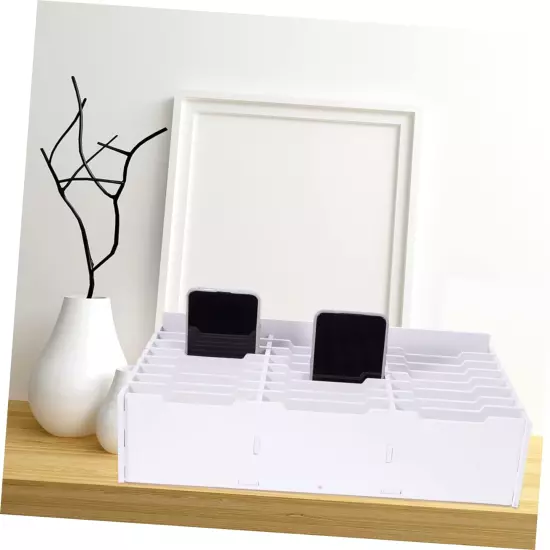 Mobile Phone Storage Box Desktop Calculator Desk Top Organizer Shelf White Calcu