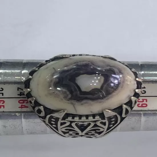 Men Ring Silver Sterling 925 Agate,Aqeeq,Yemenخاتم عقيق سليماني عين صياغه ايراني