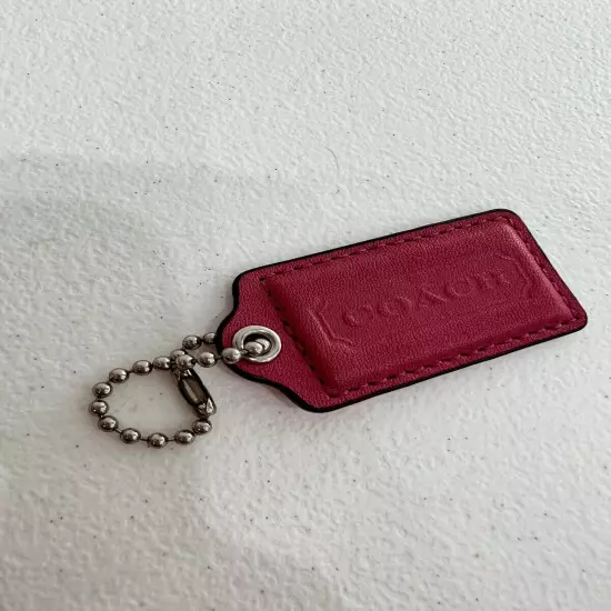 COACH Fushia Pink Leather 2.5" KEY FOB BAG CHARM KEYCHAIN Embossed Tag Handtag