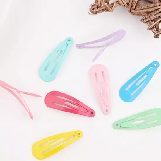 50X Women Girls Kids Hair Clips metal Snap Slides Close Hairpin 3cm Mini Clip C