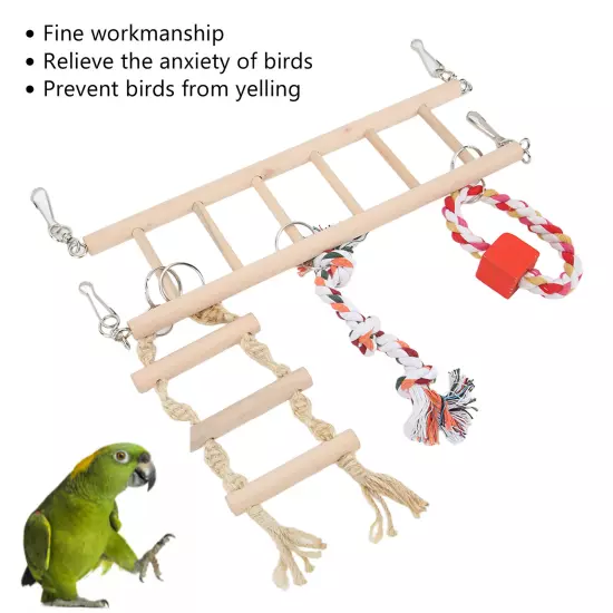 Bird Suspension Bridge Wooden Molar Claws Grinding Bird Swing Ladder Toy For