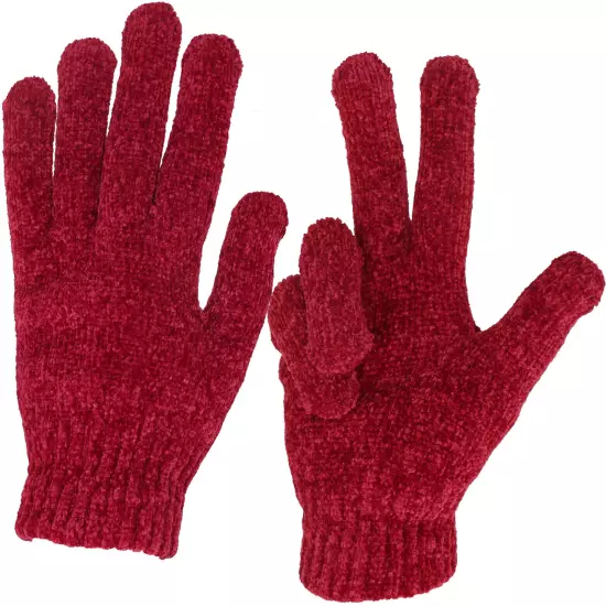 Women's Soft and Stretchy Chenille Basic Winter Magic Gloves