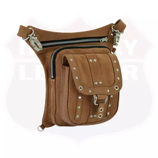 LEATHER Thigh Drop Leg Bag Gun Holster Bag Waist Bag Fanny Pack Messenger Bag 