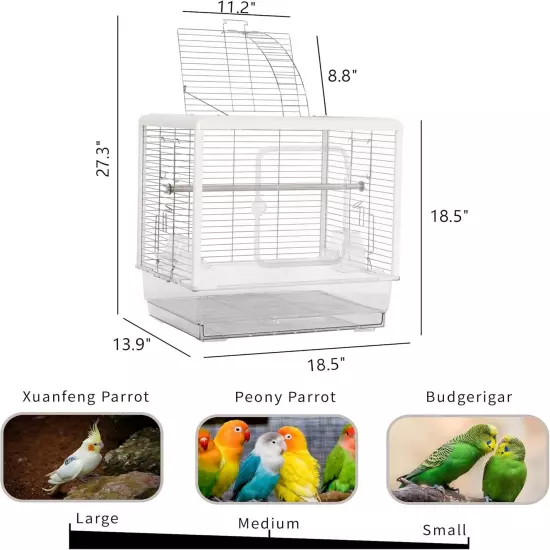 Brand New Stainless Steel, White & Acrylic ASSEMBLED Birdcage for Small Birds!