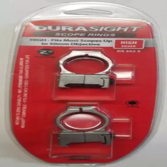 Durasight DS302S Alloy Rings High Silver Fits Most Scopes up to 50mm Objective