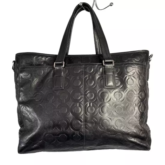 COACH Embossed Op Art Leather Business Tote Calf Leather 70253 Black