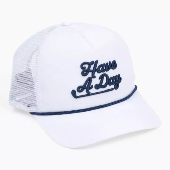 NEW Breezy Golf Have A Day Rope Mesh Snapback Hat Cap - White / Navy